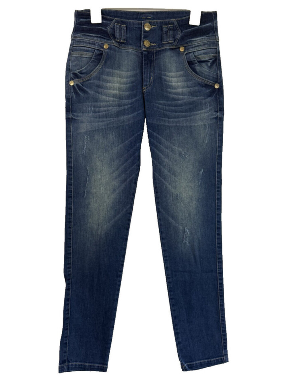 Big John Premium Womens Jeans Sz 12 Light Distress Stretch Gold Accents